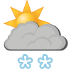 Partly cloudy, snow