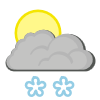 Partly cloudy, snow